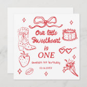 Our little Sweetheart is One Birthday Einladung (Vorne/Hinten)