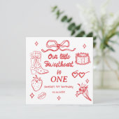 Our little Sweetheart is One Birthday Einladung (Stehend Vorderseite)