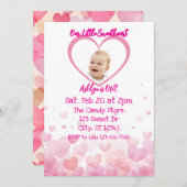 Our Little Sweetheart is ONE, hearts 1st Birthday Einladung (Vorne/Hinten)