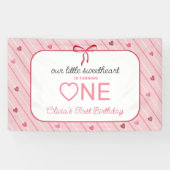 Our Little Sweetheart Is One Hearts Bows Birthday Banner (Horizontal)