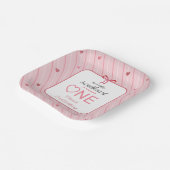 Our Little Sweetheart Is One Hearts Bows Birthday Pappteller (Gewinkelt)