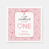 Our Little Sweetheart Is One Hearts Bows Birthday Serviette (Vorderseite)