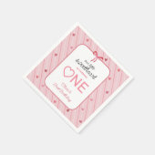 Our Little Sweetheart Is One Hearts Bows Birthday Serviette (Ecke)