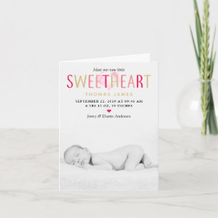 Our Little Sweetheart Photo Birth Announcement Feiertagskarte