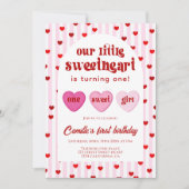 Our little sweetheart Valentine's 1st Birthday  Einladung (Vorderseite)