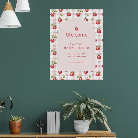 Our Little Tomato Baby Shower Welcome Poster  (Wohnzimmer 1)