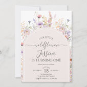 Our Little Wildflower 1st Birthday Invite Einladung (Vorderseite)