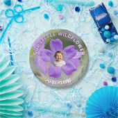 Our Little Wildflower Purple Geranium Custom Photo Pappteller (Party)