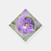 Our Little Wildflower Violet Geranium Custom Photo Serviette (Ecke)