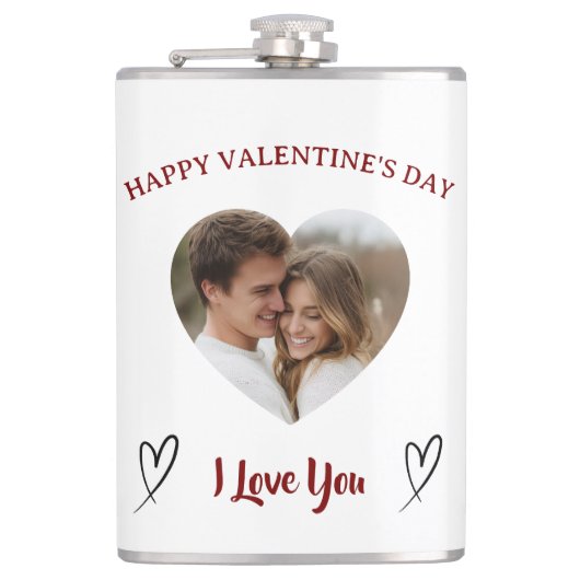 Our Love Custom Photo Valentine’s Day Flask Flachmann (Vorderseite)
