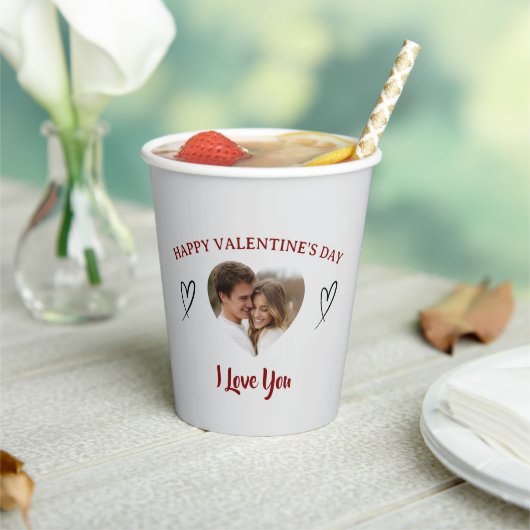 Our Love Custom Photo Valentine’s Day Paper Cup Pappbecher (In Situ)