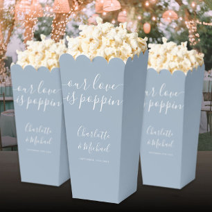 Our Love Is Poppin Dusty Blue Hochzeitspopcorn Geschenkschachtel
