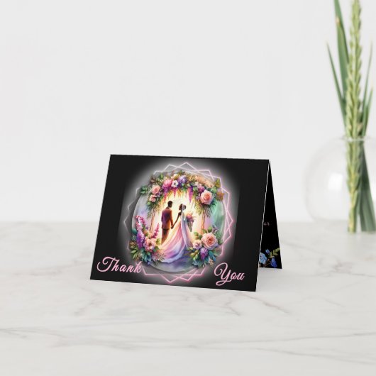 Our Love Reaches The Moon Bride and Groom Dankeskarte (Vorderseite)