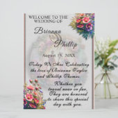 Our Love Reaches The Moon Floral Wedding Programm (Stehend Vorderseite)