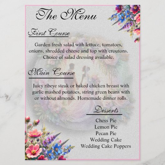 Our Love Reaches The Moon Wedding Menu Menükarte (Vorderseite)