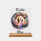 Our Love Reaches The Moon Wedding Table Number Acrylschild (Vorderseite)