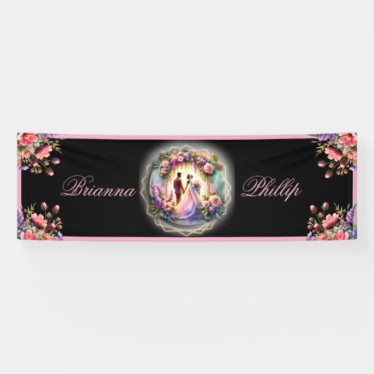 Our Love Shine Brighter Than The Moon Wedding Banner (Horizontal)
