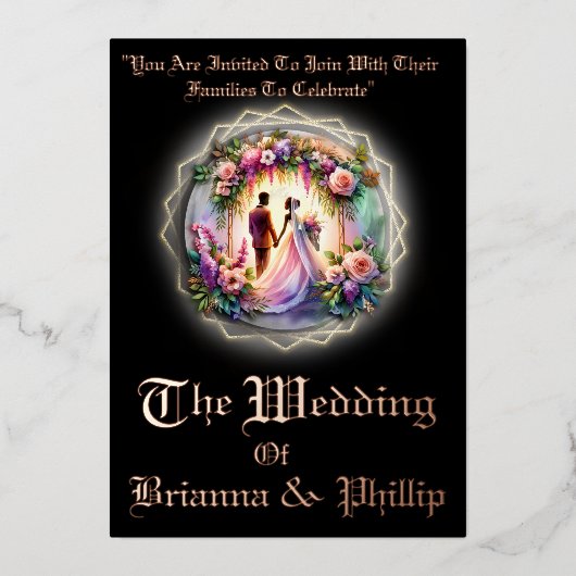 Our Love Shines Brighter Than The Moon Wedding Folieneinladung (Vorderseite)