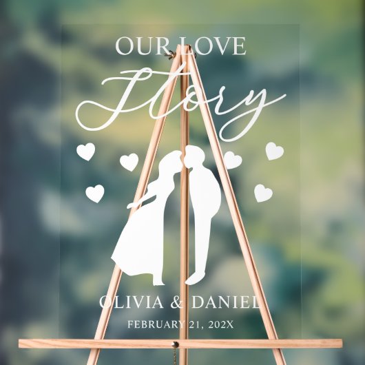 Our Love Story Custom Wedding Acrylschild (Neutral)