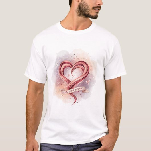 Our Love Story – Romantic Heart Design T-Shirt (Vorderseite)