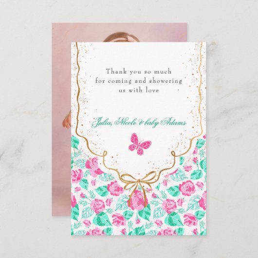 Our Lovely One Baby Shower Dankeskarte (Vorne/Hinten)