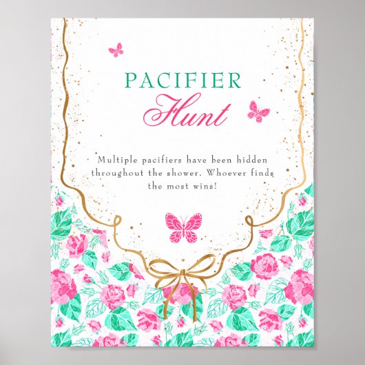 Our Lovely One Baby Shower Pacifier Hunt Game Sign Poster (Vorne)