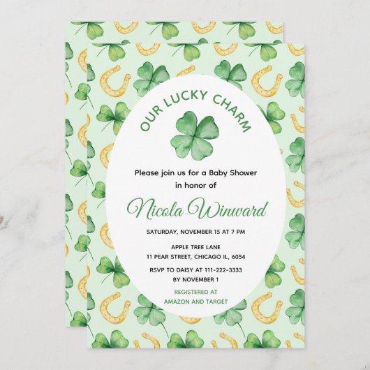 Our Lucky Charm St Patrick's Baby Shower Einladung (Vorne/Hinten)
