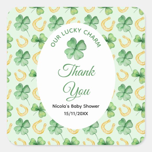 Our Lucky Charm St Patrick's Baby Shower Quadratischer Aufkleber (Vorderseite)