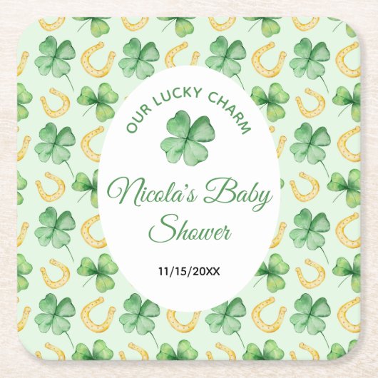 Our Lucky Charm St Patrick's Baby Shower Rechteckiger Pappuntersetzer (Vorderseite)