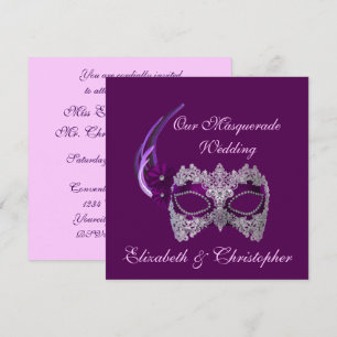 "Our Masquerade Wedding" - Royal Lila Mask [b] Einladung