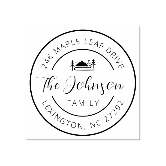 Our New House Address Announcement Round  Gummistempel (Prägung)