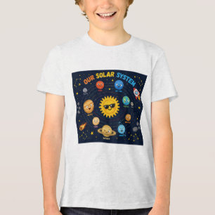 Our Solar System Kinder T-Shirt – Süße Cartoon Tri-Blend Shirt