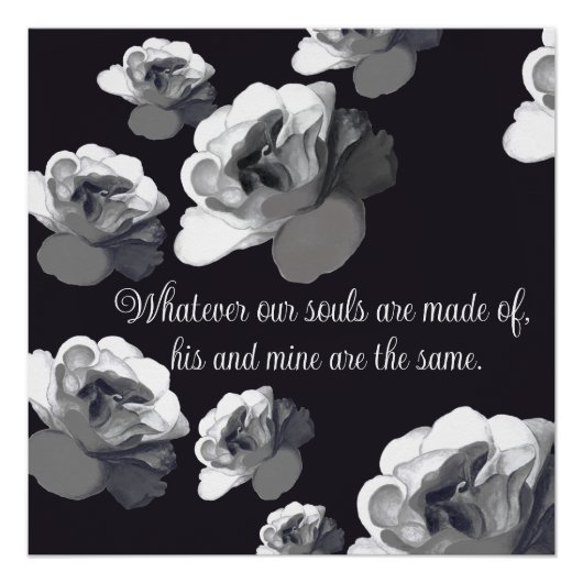 Our Souls Are the Same Goth Aesthetic White Rose  Poster (Vorderseite)