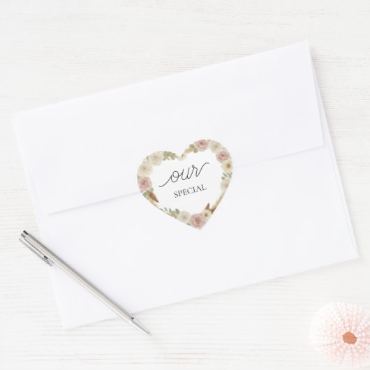 Our Special Floral Heart Sticker – Soft Boho Elega (Umschlag)