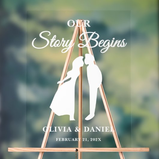 Our Story Begins Luxury Wedding Welcome Acrylschild (Neutral)