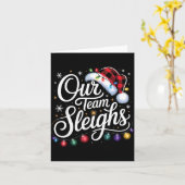 Our Team Sleighs Christmas Lights Red Santa Hat Xm Karte (Gelbe Blume)