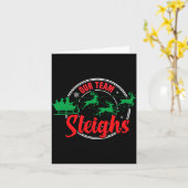 Our Team Sleighs Christmas Reindeers Santa's Long  Karte (Gelbe Blume)
