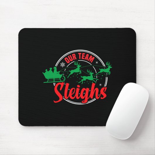 Our Team Sleighs Christmas Reindeers Santa's Long Mousepad (Mit Mouse)