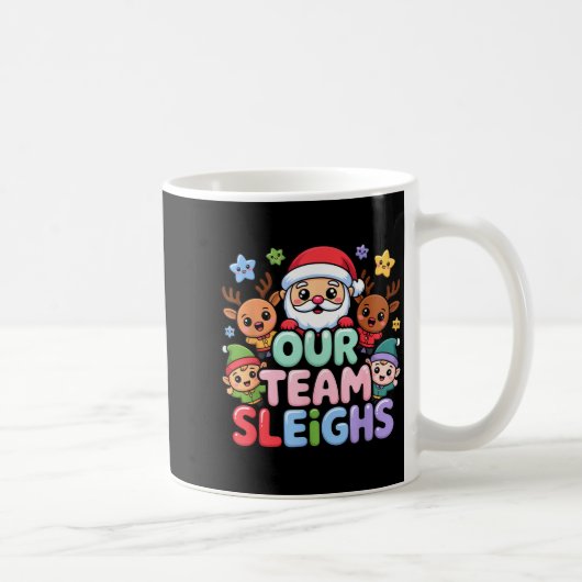 Our Team Sleighs Christmas Santa And Xmas Party Sq Kaffeetasse (Rechts)