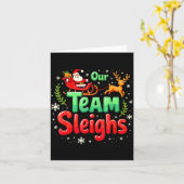 Our Team Sleighs Christmas Santa Reindeers Office  Karte (Gelbe Blume)