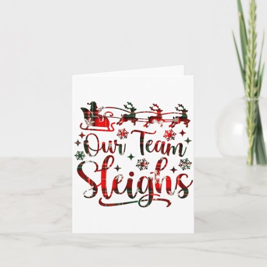 Our Team Sleighs Christmas Santa Reindeers Office  Karte (Vorderseite)