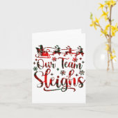 Our Team Sleighs Christmas Santa Reindeers Office Karte (Gelbe Blume)