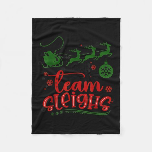 Our Team Sleighs Reindeer Santa Claus Xmas Office Fleecedecke (Vorderseite)