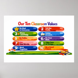 Our Ten Classroom Values – 24×36 Landscape Poster