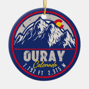 Ouray Colorado Flag Camping Hiking Souvenirs 80er Keramik Ornament