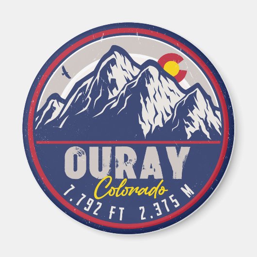 Ouray Colorado Flag Camping Wandern Souvenirs 80er Magnet (Vorne)
