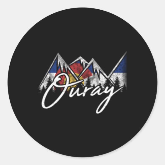 Ouray Colorado Flag Mountains Runder Aufkleber (Vorderseite)