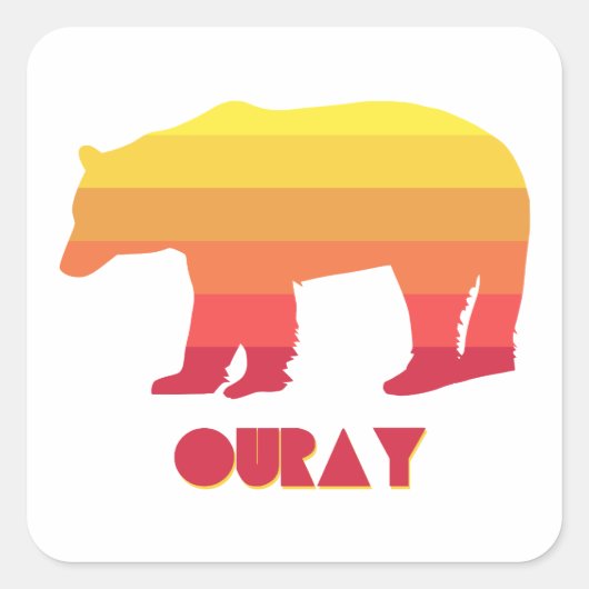 Ouray Colorado Rainbow Bear Quadratischer Aufkleber (Vorderseite)