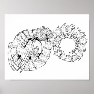 Ourboros Eternity Dragon Colorable Poster