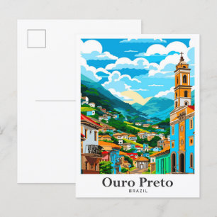 Ouro Preto Brasilien Kunst Vintage Reiseillustrati Postkarte